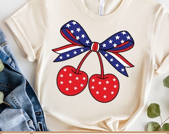 4th of July Coquette Bow Cherry SVG, Fourth of July Shirt svg, Coquette American Flag Cherry svg, Cherry Coquette Bow svg, 4th of July svg