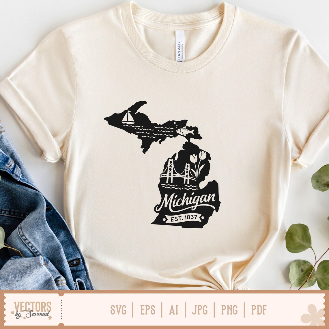 Michigan SVG Bundle, Michigan Silhouette, Michigan Outline Svg ...