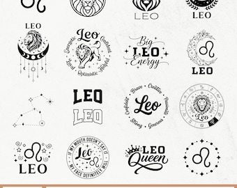 Pakiet SVG ze znakiem zodiaku Lew, znak SVG ze znakiem Lwa, symbol SVG ze znakiem Lwa, prezent z horoskopem, duża energia Lwa, królowa SVG ze znakiem Lwa, uniwersytet Lwa, znak astrologiczny, gwiazda Lwa