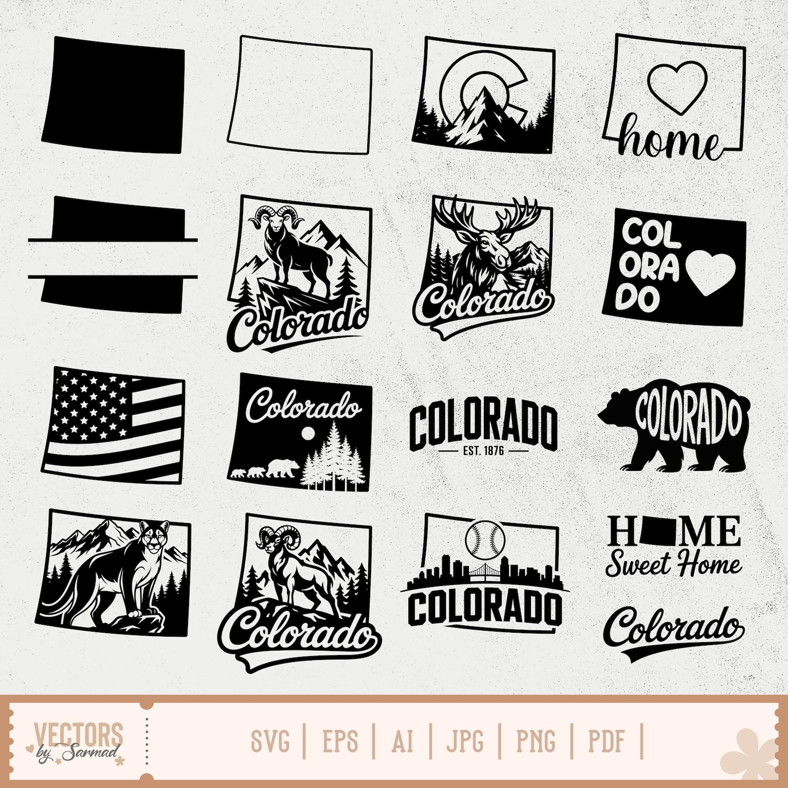 Colorado SVG Bundle, Colorado Outline SVG, Colorado Silhouette ...