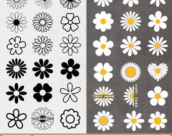 Daisy SVG Bundle, White Daisy Svg, Simple Daisy Svg, Retro Daisy Flower SVG, Daisy flower Clipart, Daisy Cricut , Half Daisy Svg