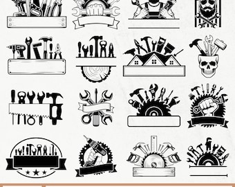 Pacchetto SVG tuttofare, strumenti di riparazione SVG, monogramma diviso strumenti tuttofare, SVG tuttofare personalizzato, clipart tuttofare, monogramma tuttofare