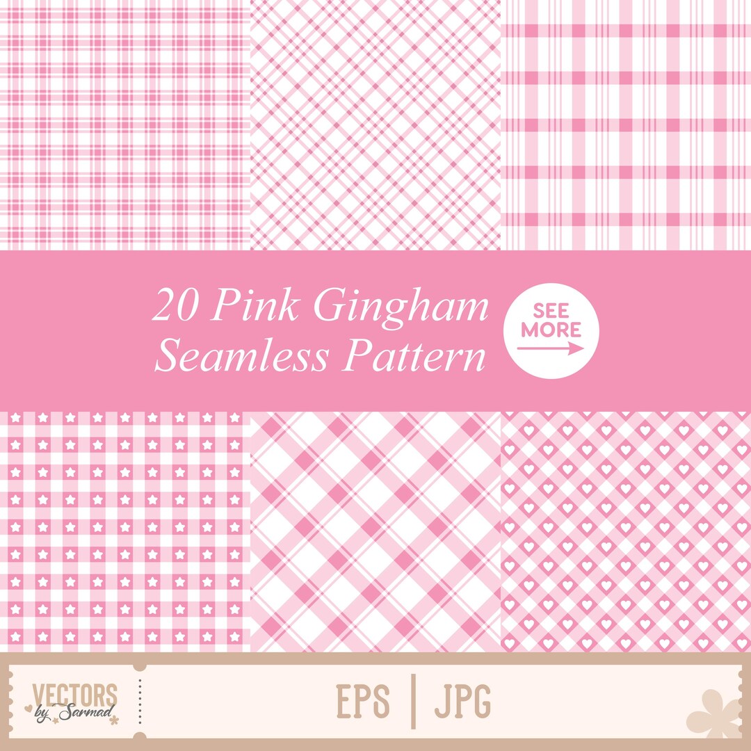 Pink Gingham Seamless Pattern, Pink Gingham Plaid Digital Paper EPS ...