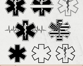 Star of Life Svg, Ems Monogram Svg, Medical Cross EMS EMT Star of Life SVG, Paramedic Star of Life Svg, Paramedic Emblem Svg