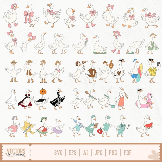 Goose SVG Bundle, Peeking Goose Svg, Silly Goose Svg, Cute Goose Designs, Goose Clipart, Funny Goose Svg, Goose Coquette Svg,  Minimal Goose