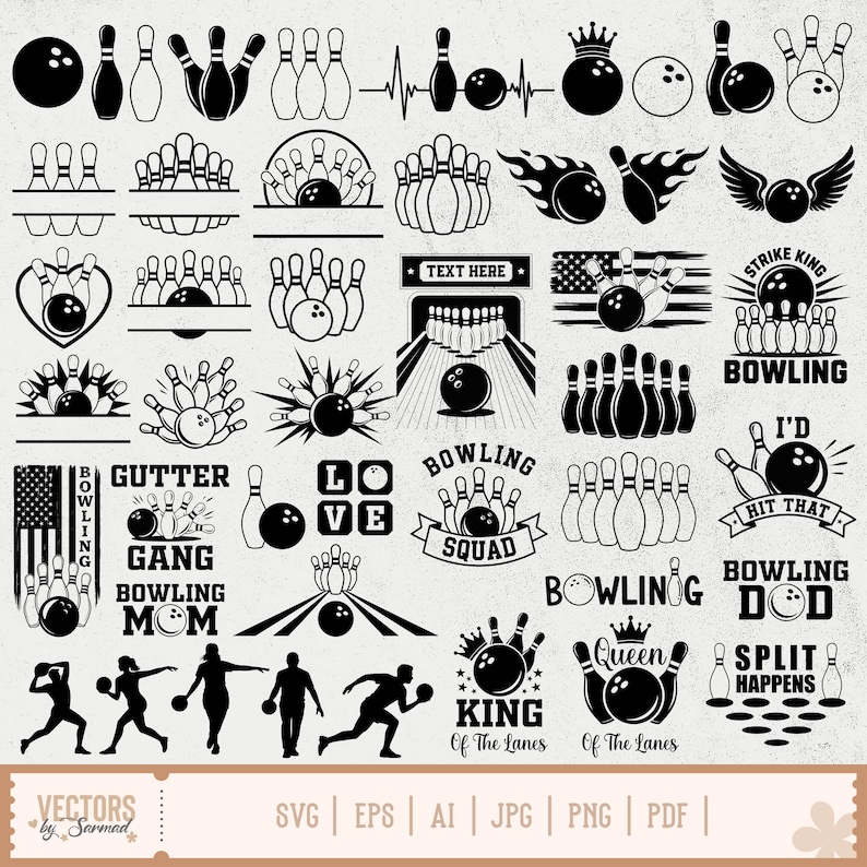 Bowling SVG Bundle, Bowling Logo SVG, Bowling Split Monogram, Bowling ...