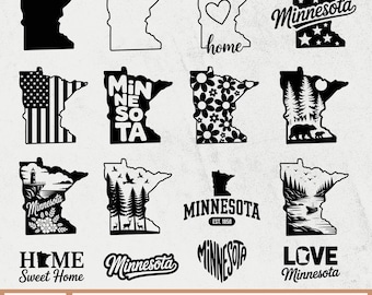 Minnesota SVG Bundle, Minnesota Outline SVG, Minnesota State SVG, Minnesota Cut Files, Minnesota Vector, Minnesota Silhouette