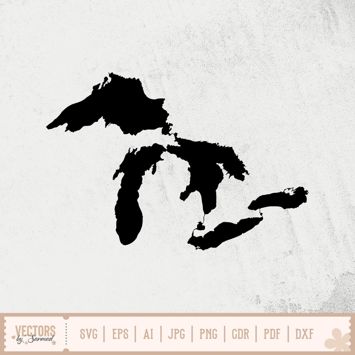 Great Lakes SVG, Great Lakes Map Silhouette SVG, Great Lakes Outline