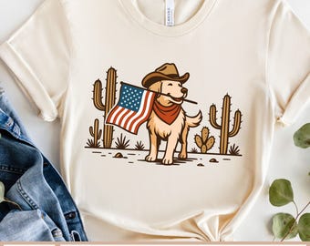 American Pride Pooch, Patriotic Cowboy Dog SVG, 4th of July Vintage American Flag Design, Western Country USA svg, 4th Of July Svg