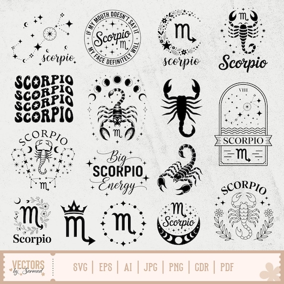 Scorpio SVG, Scorpio SVG Bundle, Scorpio Horoscope Svg, Scorpio Astrology Vector, Scorpio Constellation Png, Scorpio Zodiac Sign SVG
