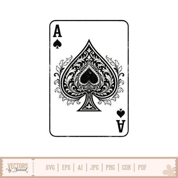 Ace of Spades SVG, Decorative Black Ace of Spades Card, Playing