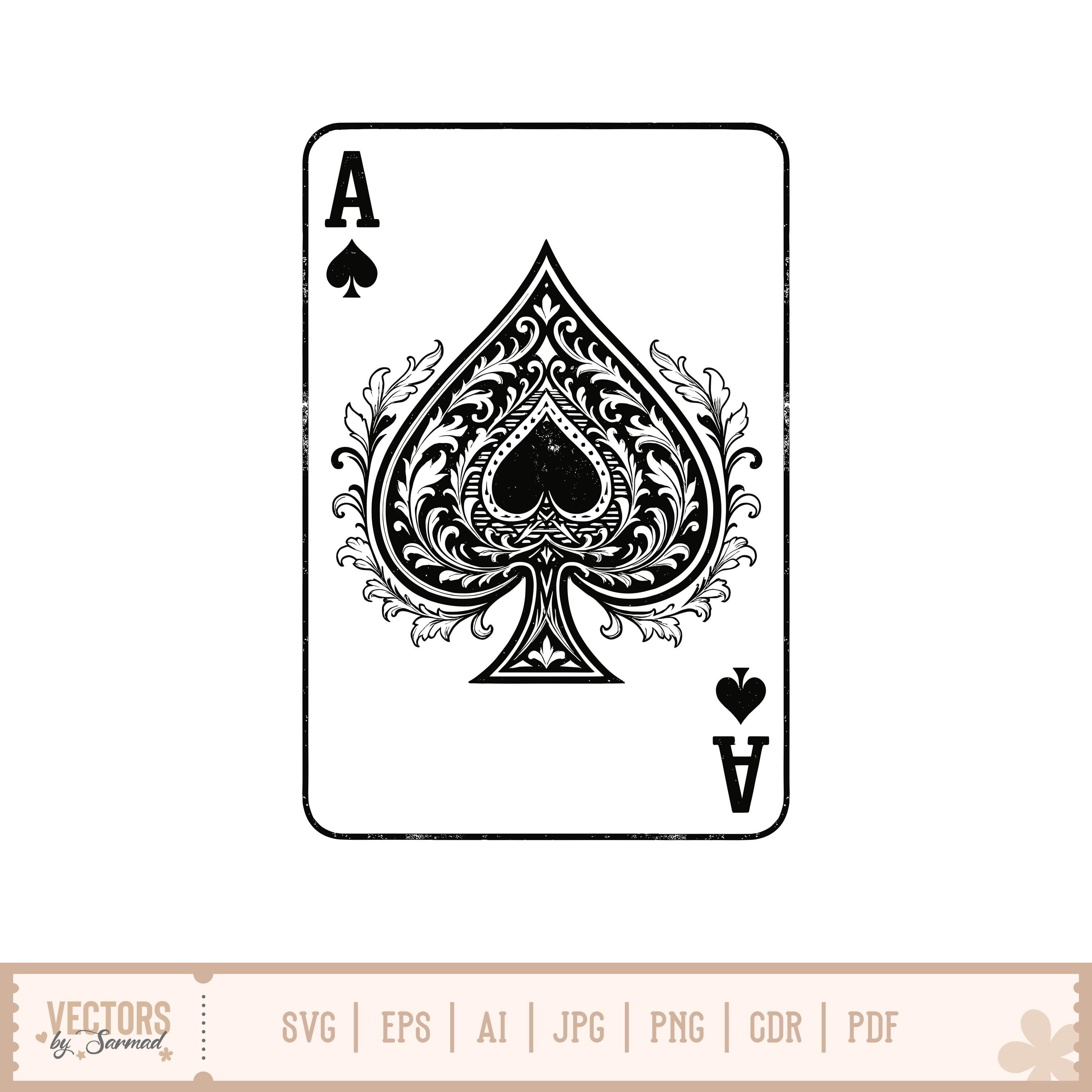 Ace of Spades SVG, Decorative Black Ace of Spades Card, Playing Cards SVG, Ace of Spades PNG, Ace of Spades T-Shirt Design file for Cricut