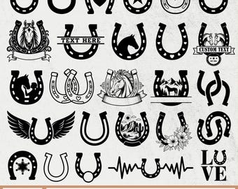 Horseshoe SVG Bundle, Horse Shoe PNG, Horse Shoe Cut Files, DIY Horseshoe Svg, Horse Shoe Split Monogram, Horseshoe Custom Name