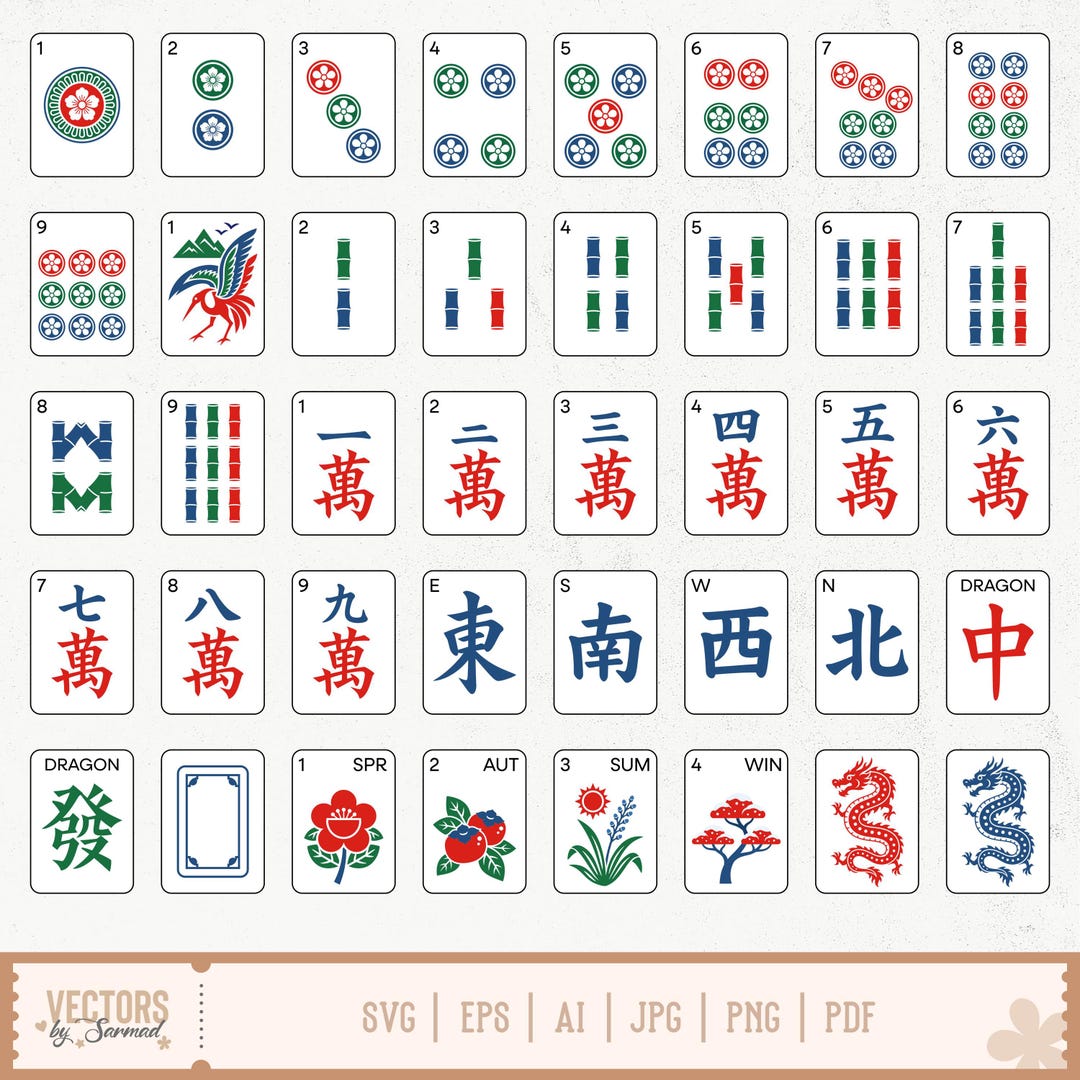 Mahjong SVG Bundle, Mahjong Pattern SVG, Mahjong Tiles Svg, American ...
