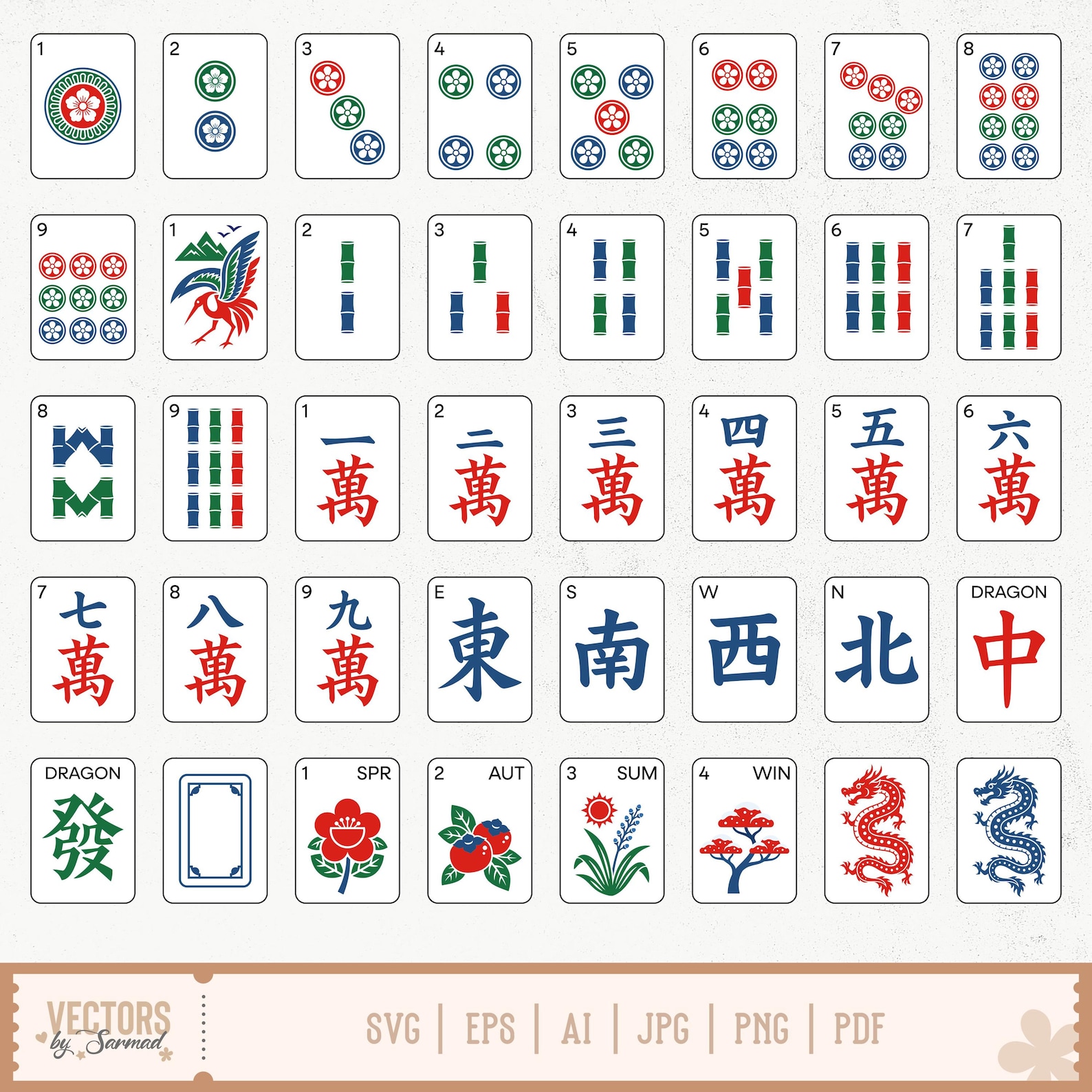 Mahjong SVG Bundle, Mahjong Pattern SVG, Mahjong Tiles Svg, American ...
