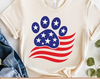 Paw American Flag SVG, Dog Paw SVG, Patriotic Dog SVG, Funny 4th of July Svg, American Flag Paw Print Svg, Independence Day svg