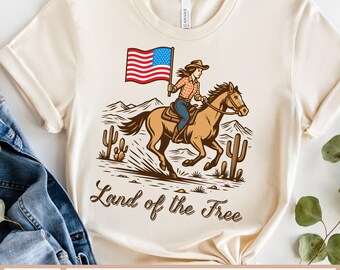 Land of the Free SVG, 4th of July SVG Cowgirl SVG, Fourth Of July svg, Patriotic Svg, 4th Of July Png, Western svg