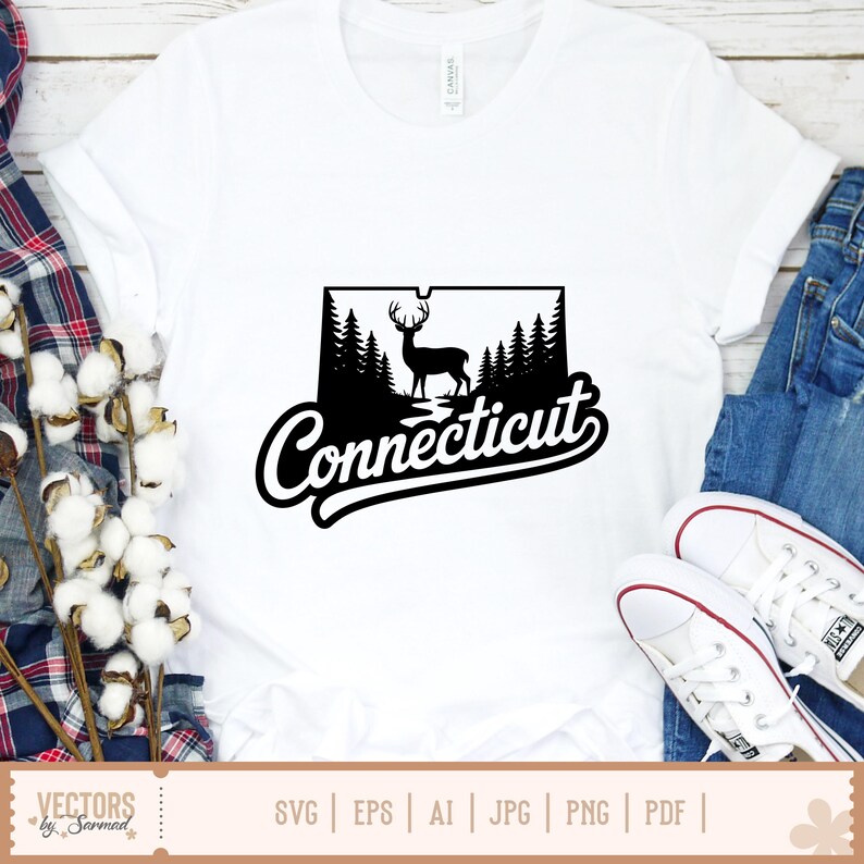 Connecticut SVG Bundle, Connecticut Outline SVG, Connecticut State SVG ...