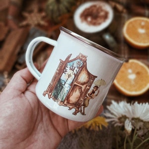 Taza Narnia, Tumnus, Taza Campamento Esmaltado. Camp Mug, Camping Mug, Camper Mug, Outdoor Mug, Metal Mug, Narnia Chronicles, Fantasía, Regalo.