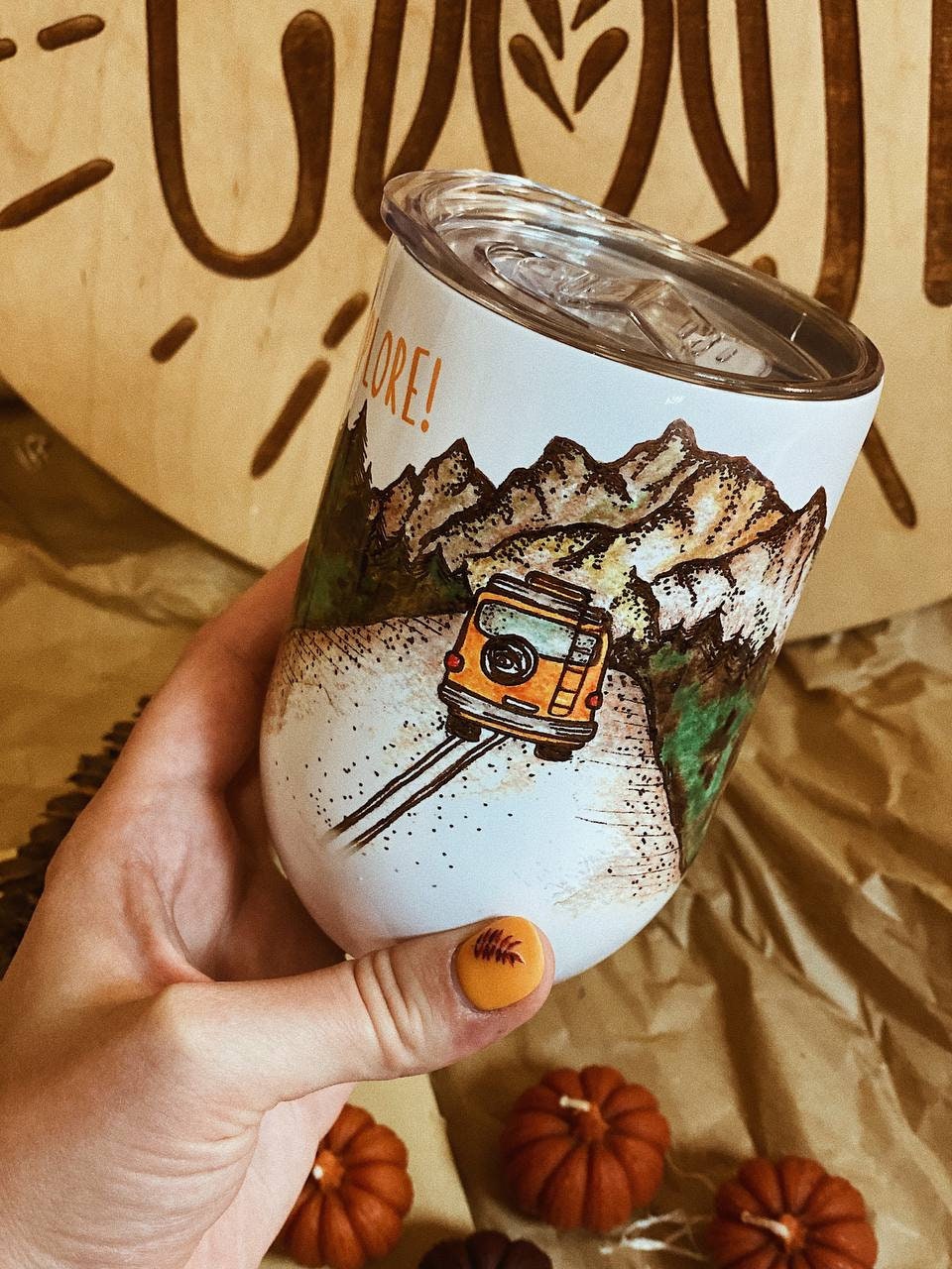 Go explore, Steel Wine Tumbler, enamel coffee mug, travel car, 12 Oz wine tumblers template, botanical illustration, Birthday Gift