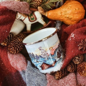 Winter home, Magic, Wizard, Enamel Camp Mug , Camping Mug, Camper Mug, Outdoor Mug, Metal Mug, Christmas gifts, Christmas mugs