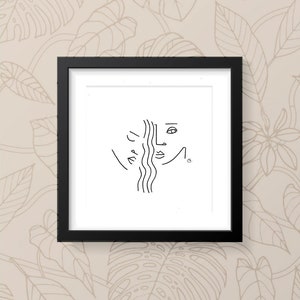 Poster drawing minimalist face, black and white, nice decorative gift, for living room, kitchen, bedroom, contemporary art,