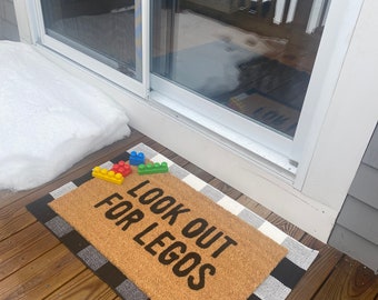 Look out for legos doormat, funny doormat, kid doormat, mom doormat