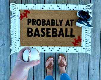 Probably at baseball doormat, cute doormat, baseball doormat, spring doormat, baseball gift, front door doormat