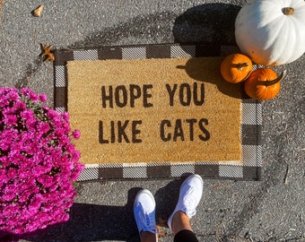 Hope you like cats doormat, cat gift, cat lover, home decor, custom doormat, welcome mat, cat doormat, funny doormat, front door mat