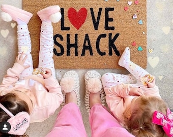 Love shack doormat, valentine doormat, cute doormat, home decor, custom doormat, welcome mat, funny doormat, front door mat, welcome doormat