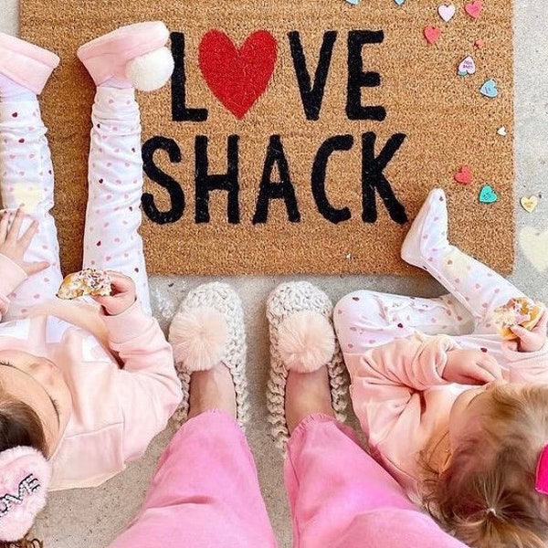 Love shack doormat, valentine doormat, cute doormat, home decor, custom doormat, welcome mat, funny doormat, front door mat, welcome doormat