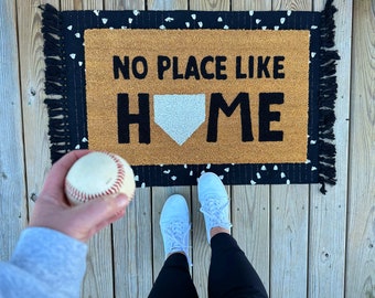 No place like home doormat, Probably at the ball field doormat, cute doormat, baseball doormat, spring doormat, baseball gift