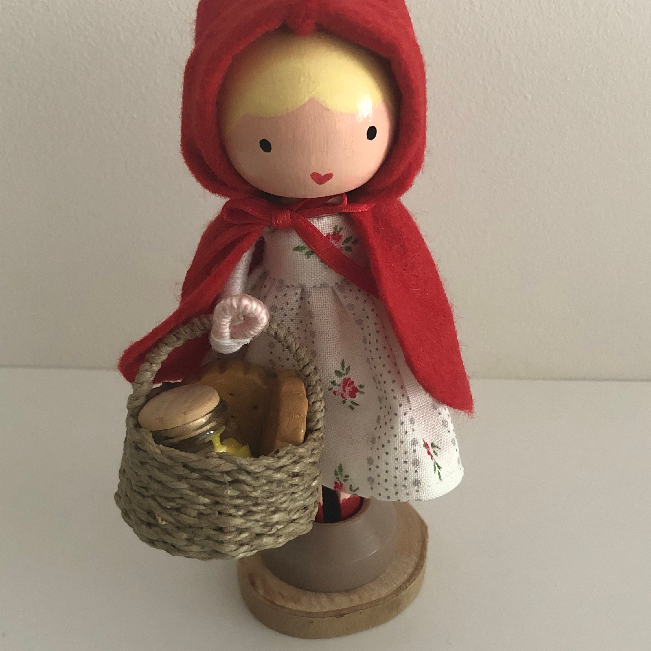 The little red chaperone wooden doll by marydollpins clothes | Etsy
