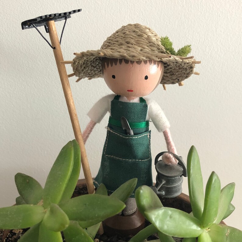 Gardener little wooden doll by marydollpins garden center Etsy