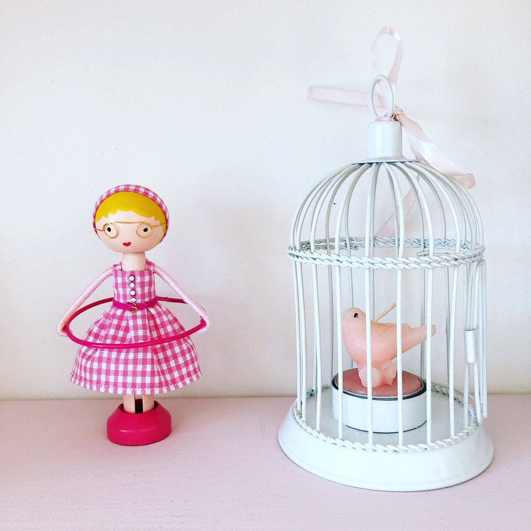 Hula Hoop Small Wooden Doll by Marydollpins Handmade Etsy