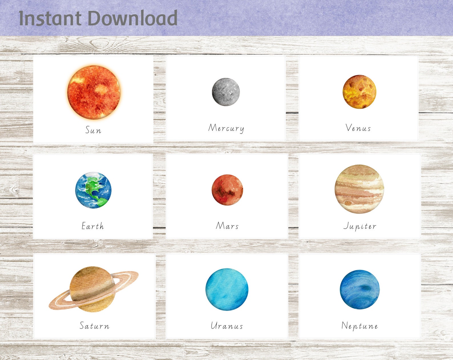 10 Solar System Flash Cards Printable Digital Download | Etsy