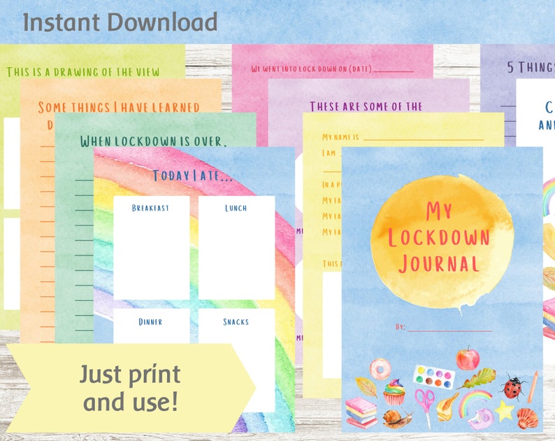 Printable Lockdown Journal Kids Quarantine Diary Etsy