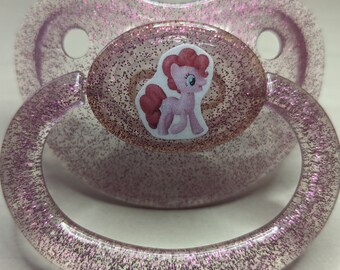 My Little Pony Adult Pacifier, Glitter Pacifier,ABDL Pacifier,Little Space,DDLG Pacifier,Adult Baby Pacifier,Pinkie Pie Paci,Fetish Pacifier