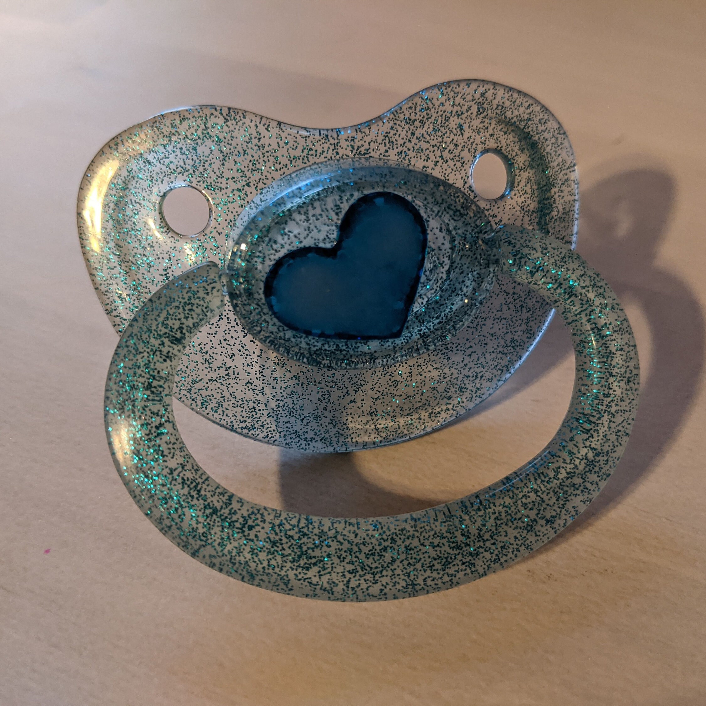 Glow in the Dark Adult Pacifier Teal Heart Pacifier ABDL | Etsy