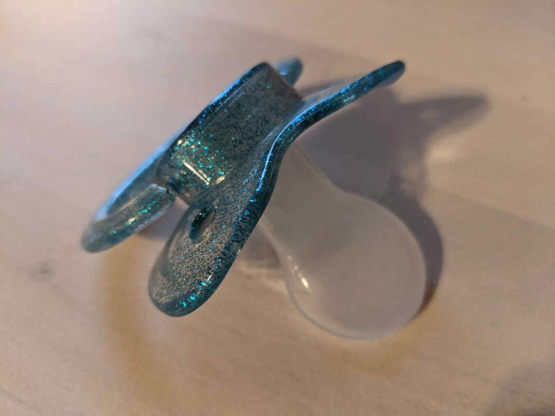 Glow in the Dark Adult Pacifier Teal Heart Pacifier ABDL - Etsy UK