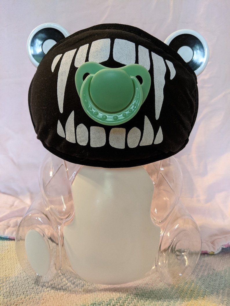 Rave Mask With Pacifier Goth Mask ABDL Mask Adult Pacifier Etsy