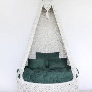 Macrame Adult Hammock Swing With Cushion Made From Premium Quality Of Macrame Cord And Metal