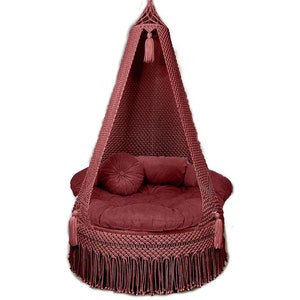 Customized Macrame Boho Swing Made of Premium Fabric Cord Material And Metal With Cushion For The Elite