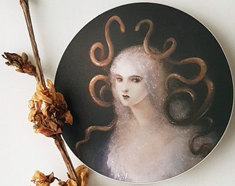 Gorgon Velvet Mirror Sticker | Mythology Collection | Medusa x Pallas Athene | Dark Greek Goddess | Golden Serpent | Elegant Gothic Vampire