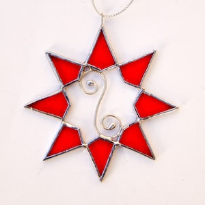 Stained Glass Stars Tiffany&#39;s Method Modern  Hanging Window Decoration &quot;Vitrail Etoile&quot; Unique Coworker or Friend Gift, Valentine&#39;s Day Gift