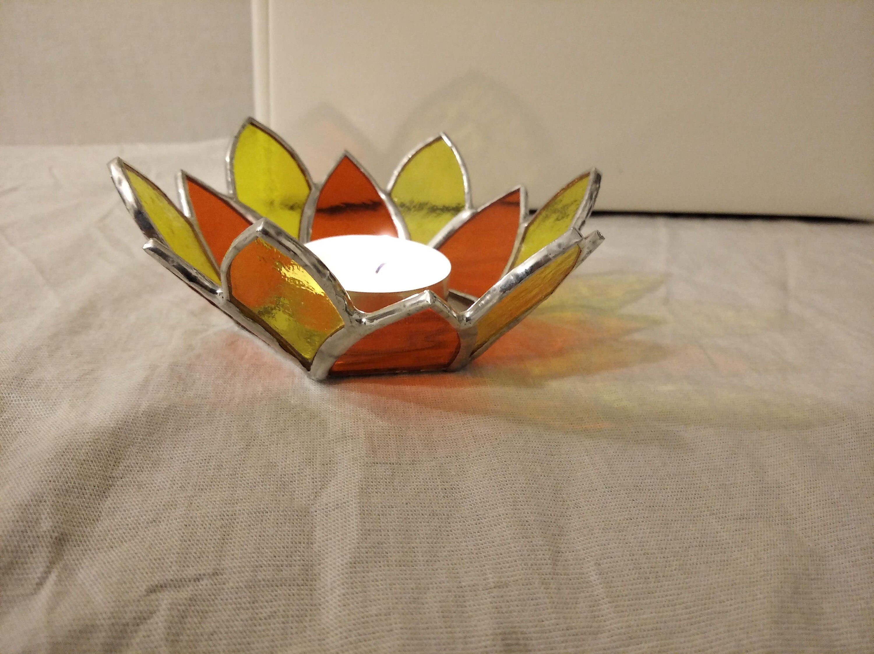 Stained Glass Tealight Holder Romantic Botanical Candle Etsy