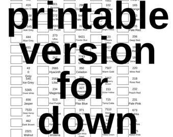 PDF Printable Colour swatch sheet for texters/markers/pens - BORN BRAND 108 pack