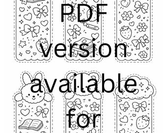 Cute Coloring Bookmarks Printable | Hand Drawn Doodle Bookmarks | A4 Coloring Pages for Kids & Adults | Instant Download