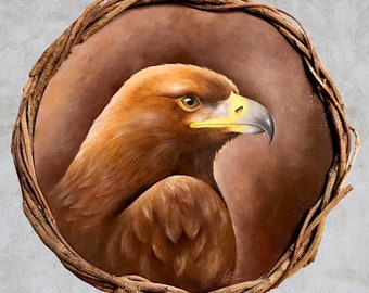 Animal Power Eagle fait à la main sur bois