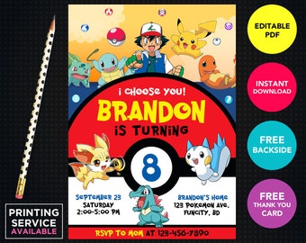 Pokemon invitation Etsy photo about Free Printable Pokemon Invitations known as Pokemon invitation Etsy